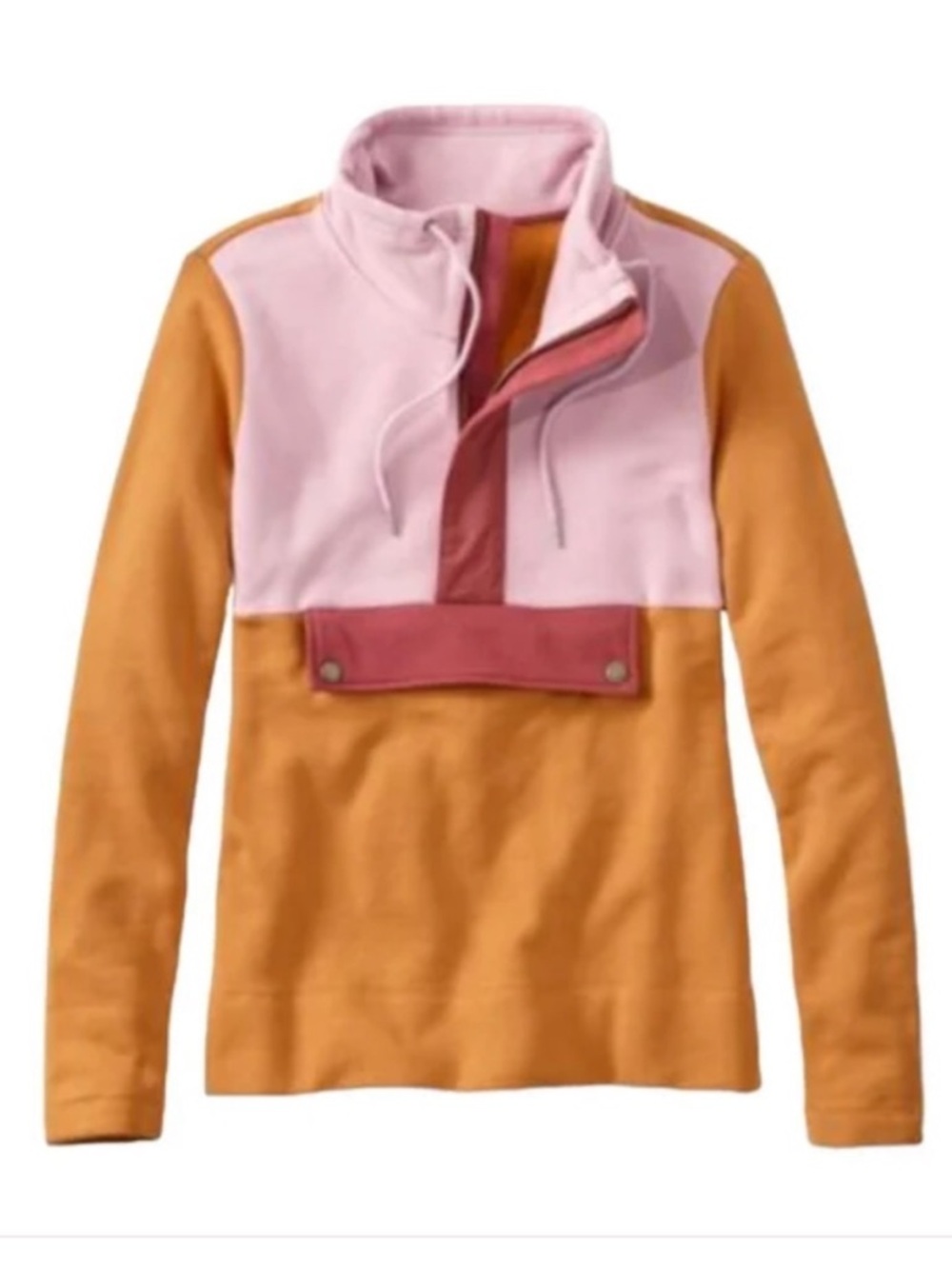 L.L. Bean Signature Pink & Orange Organic Colorblock Anorak Sweatshirt Size S